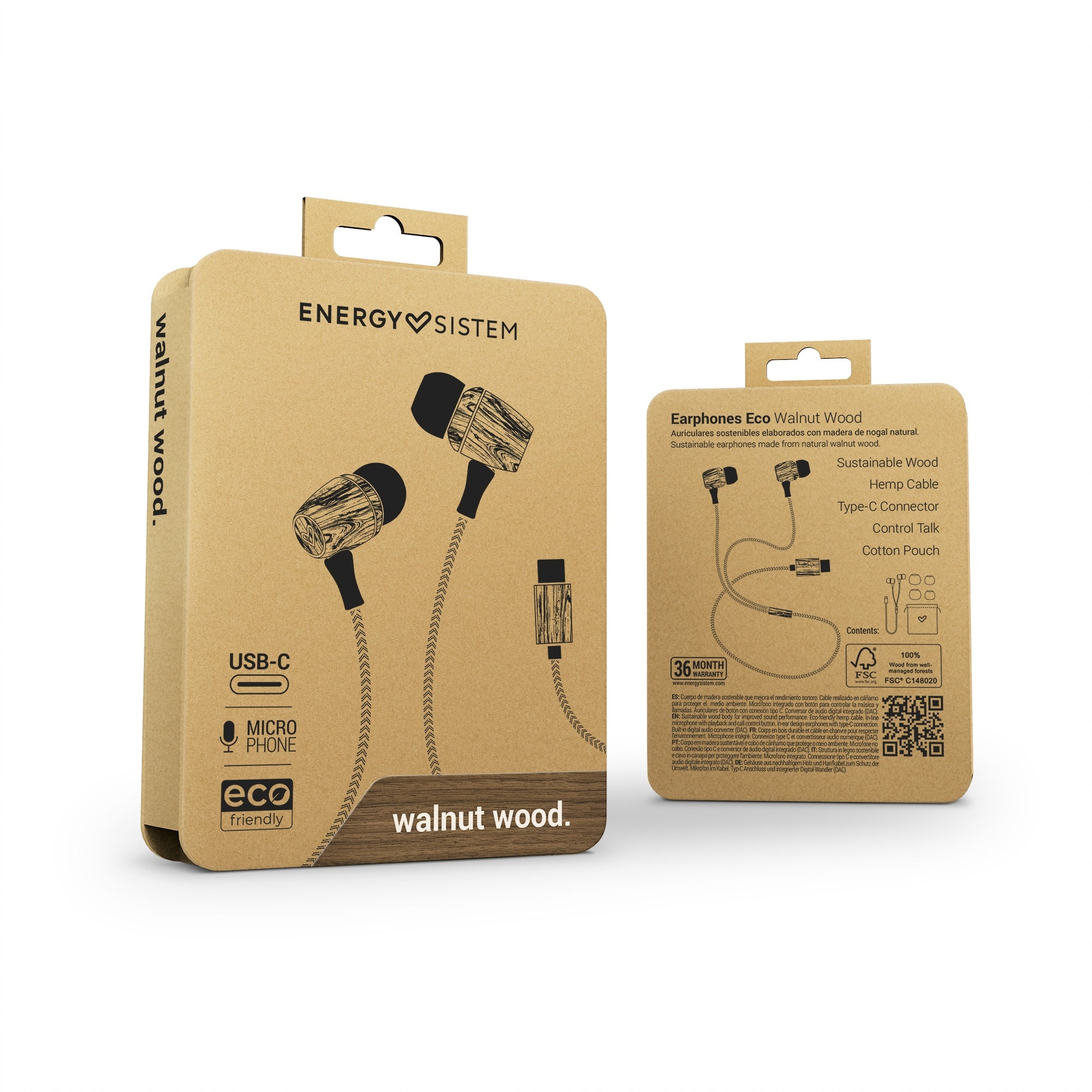 Earphones Eco Walnut Wood