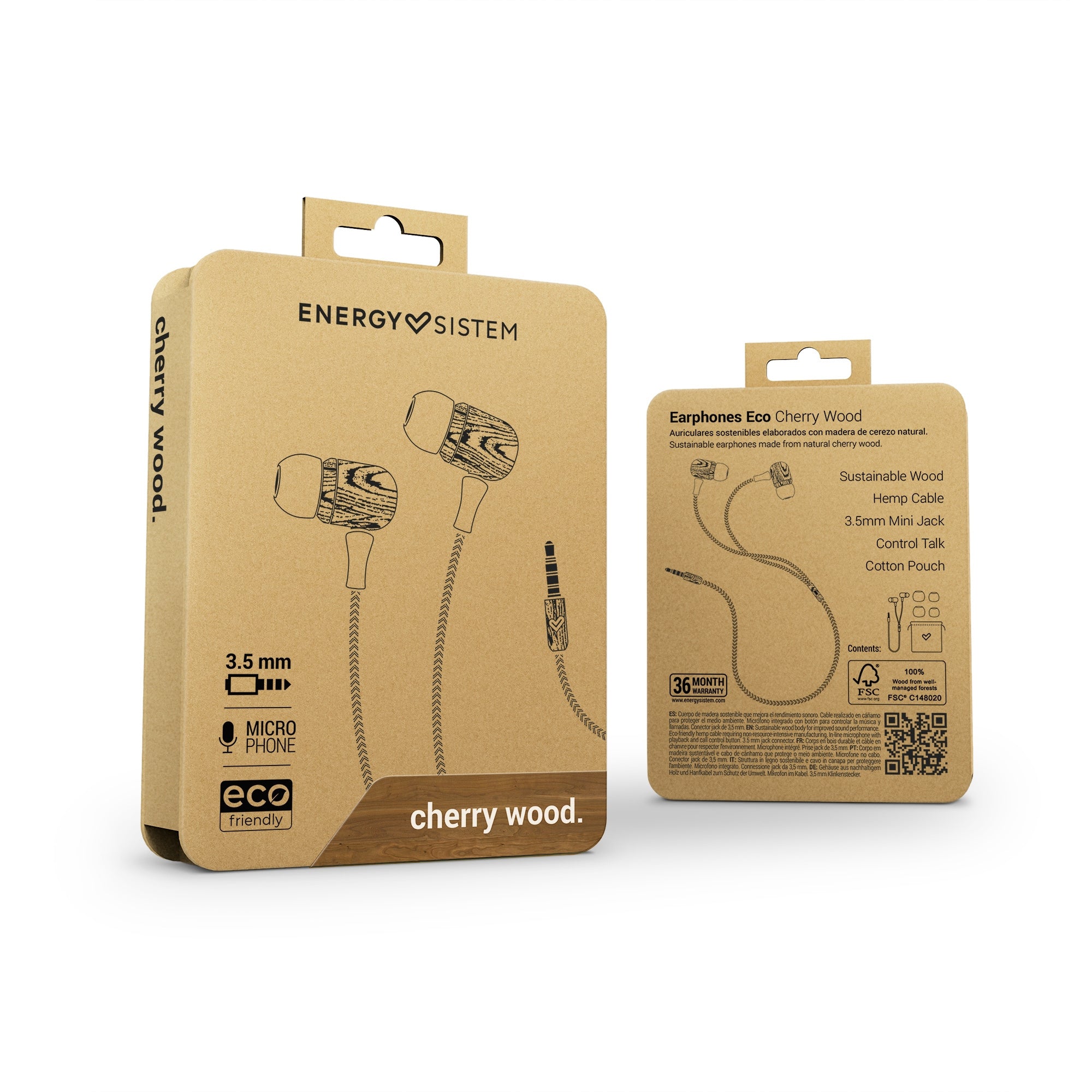 Earphones Eco Cherry Wood