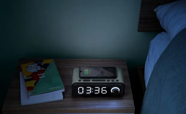 Clock Speaker 4 Wireless Charge, the perfect speaker for your bedside table
