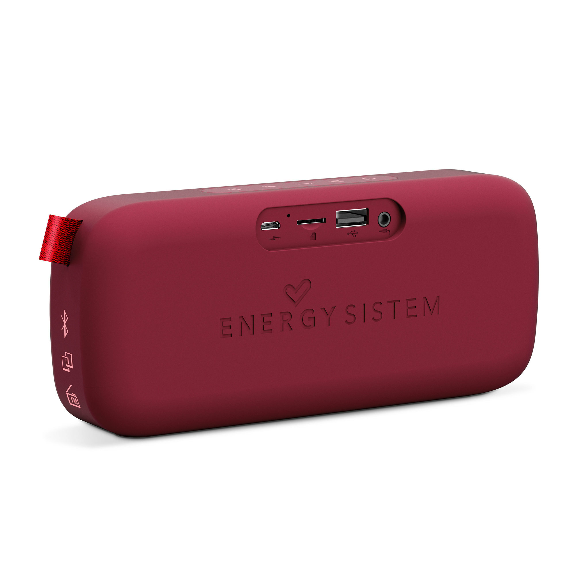 Altavoz portátil Color Rojo TWS, Bluetooth v5.0, 3W, USB&microSD Player, FM Radio, Audio-In Energy Fabric Box 1+ Pocket Cherry 