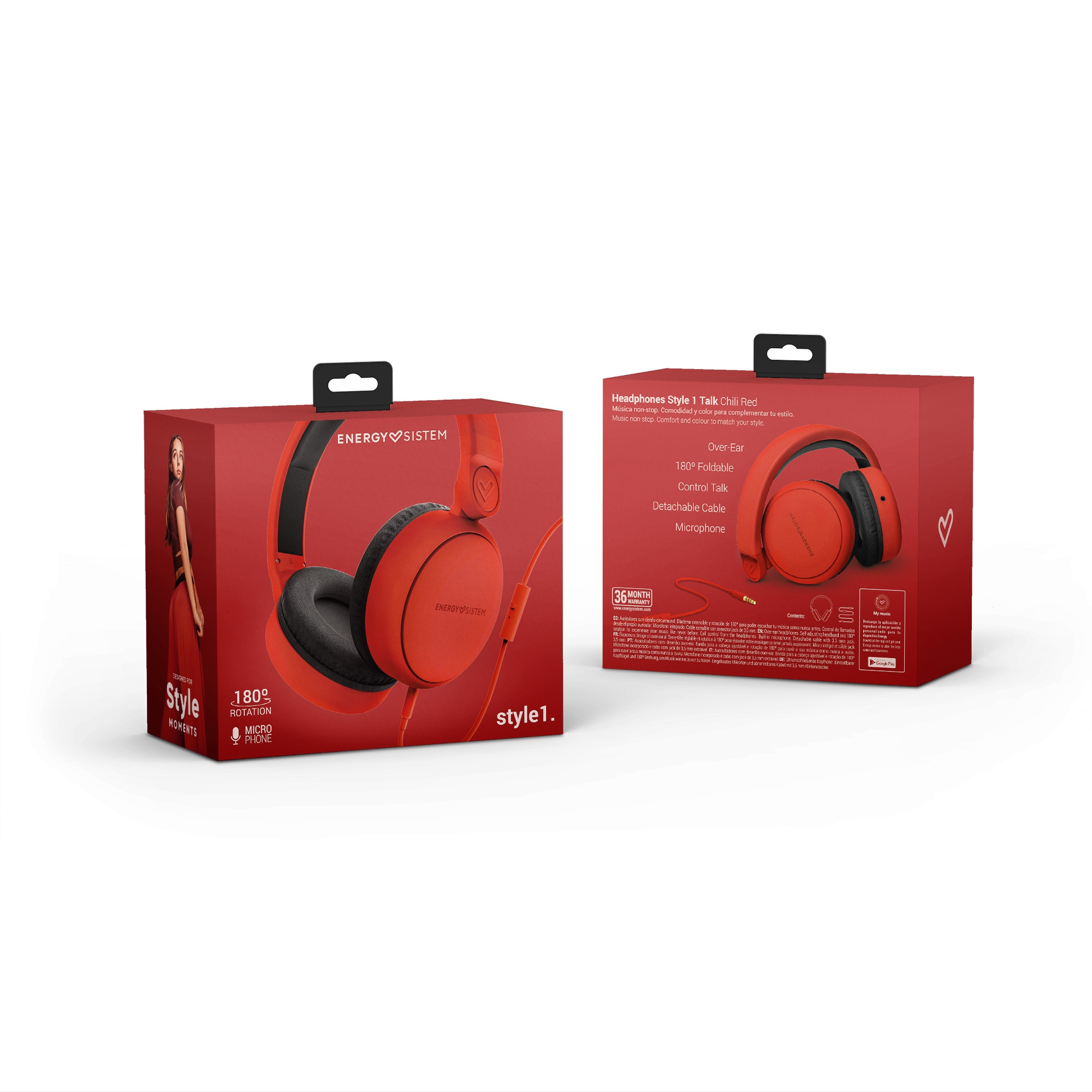Energy Sistem Style 1+ Auriculares Alámbrico Dentro de oído Llamadas/Música  Rojo