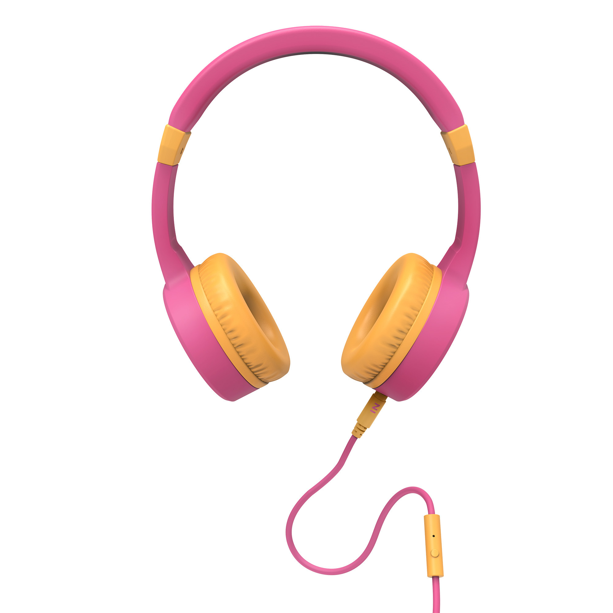Pink children's headphones with detachable cable