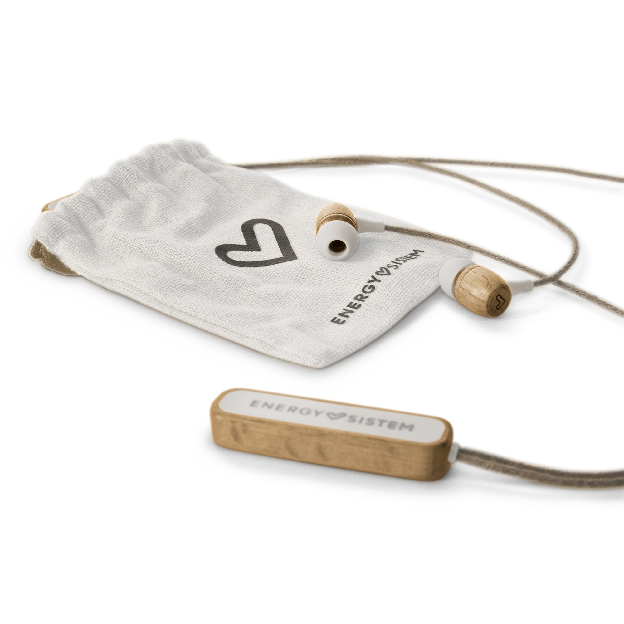 Sustainable earphones with 100% cotton pouch