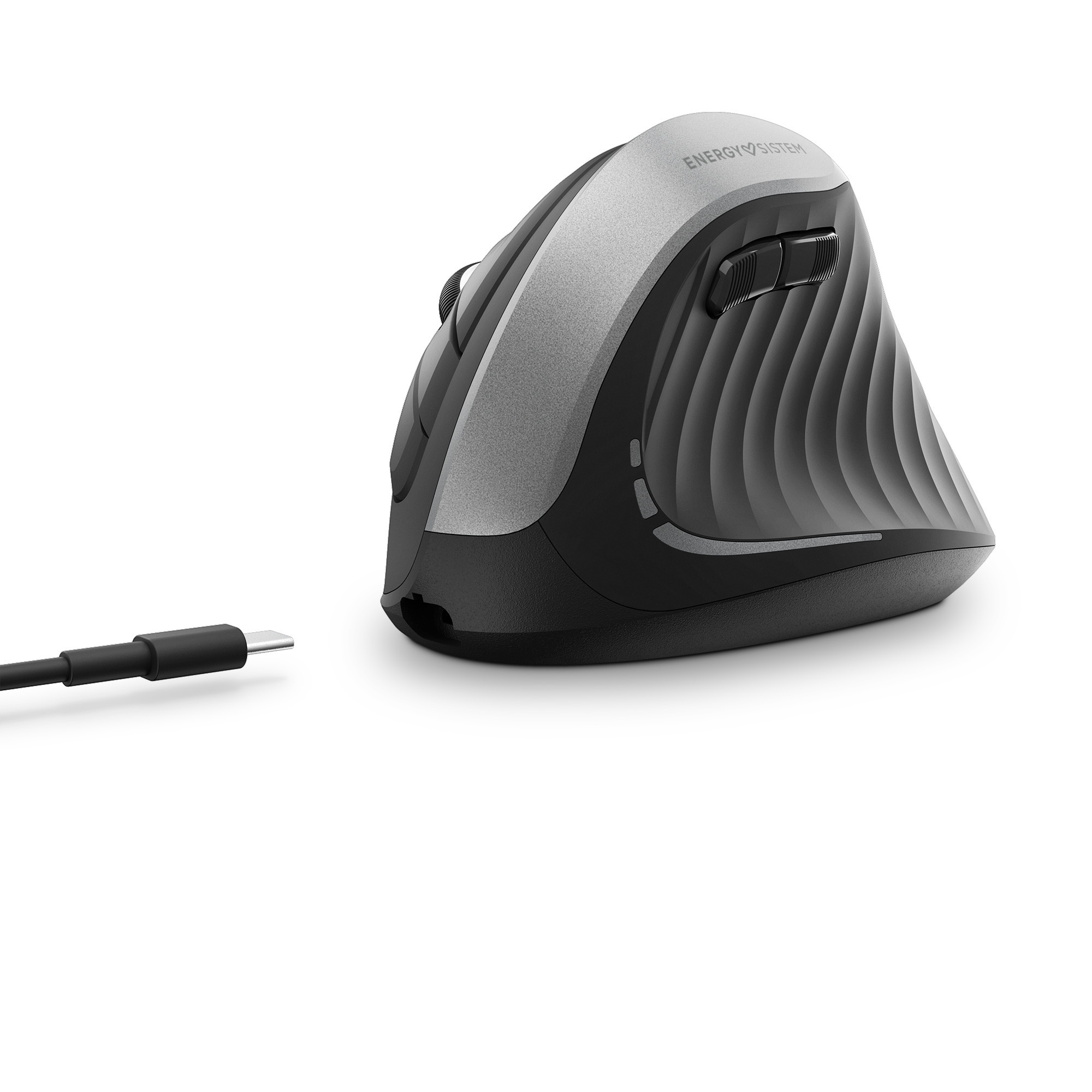 Wireless mouse with built-in battery and USB-C cable