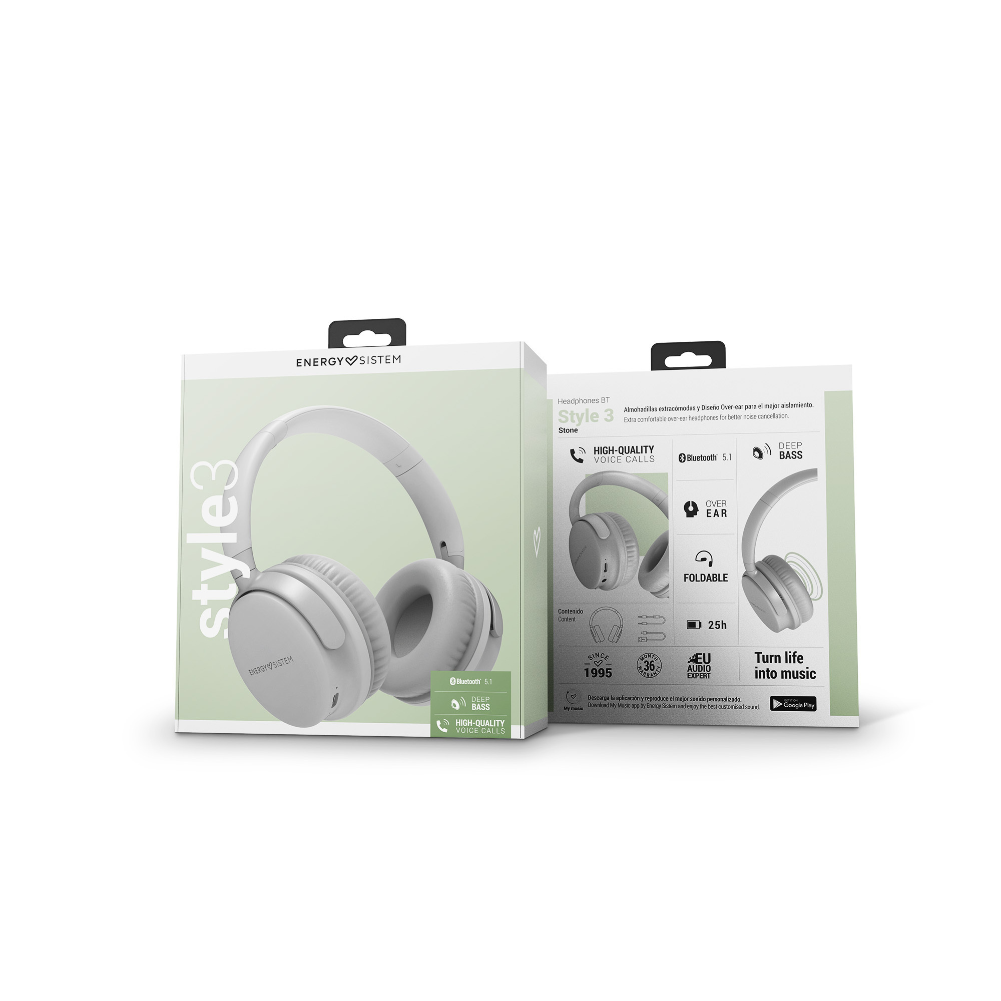 Style 3 Bluetooth headphones' packaging