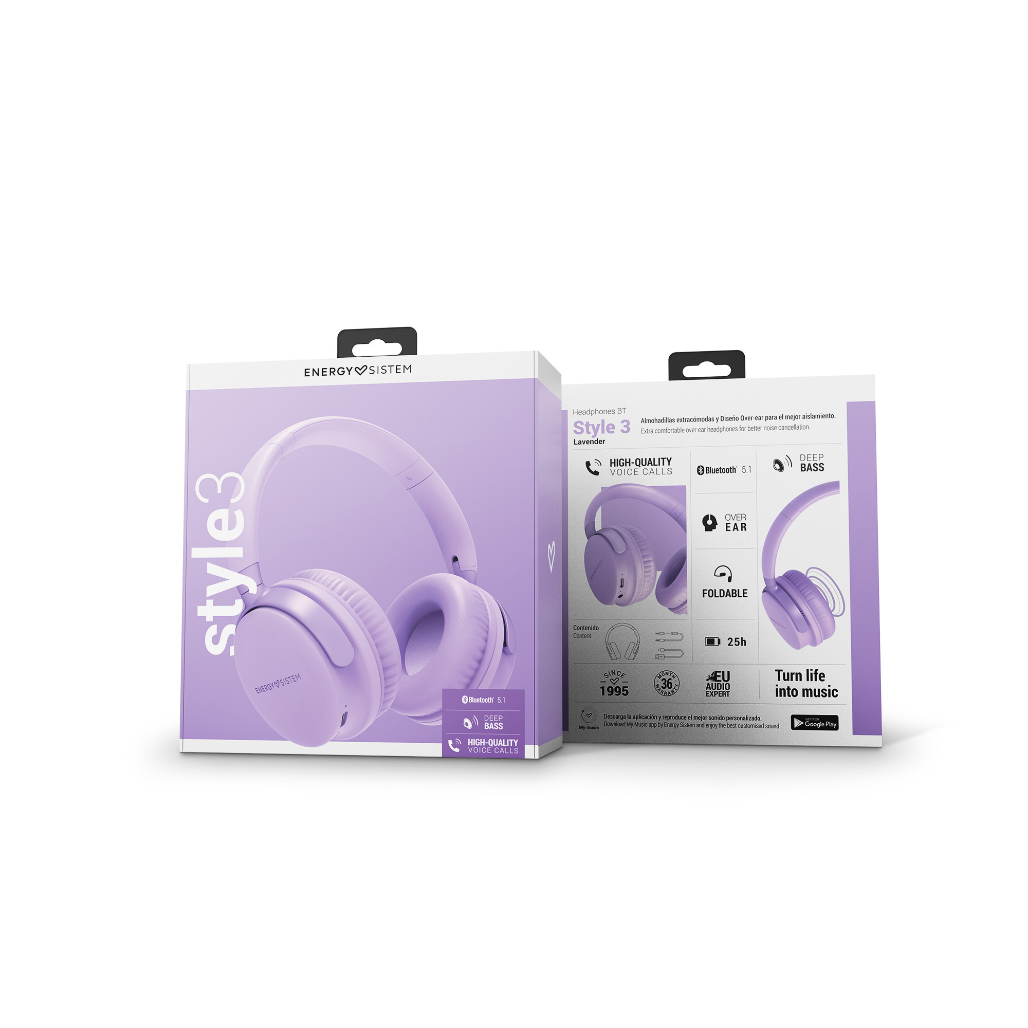 Style 3 Bluetooth headphones' packaging