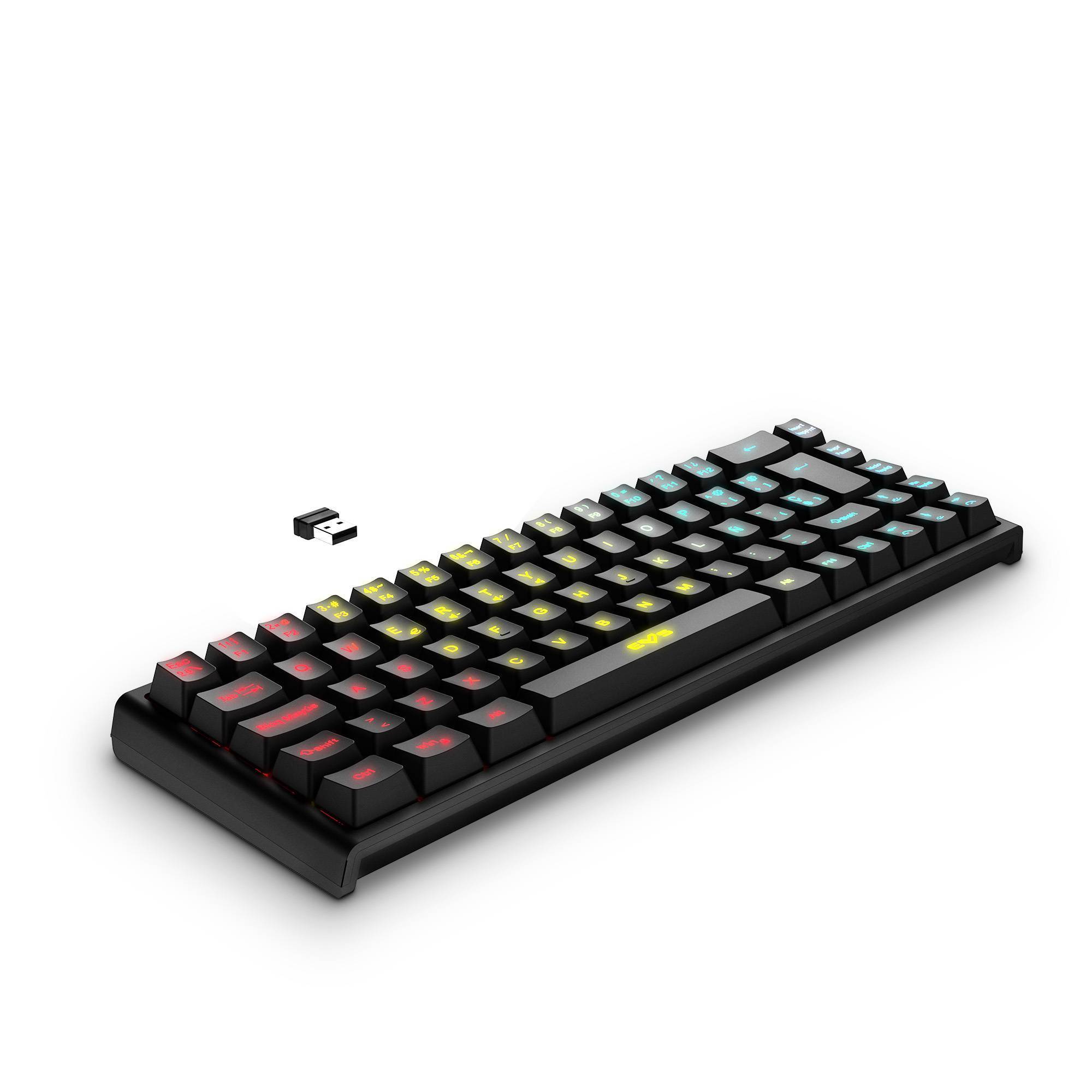 Teclado gamer inalámbrico con receptor USB para jugar sin cable