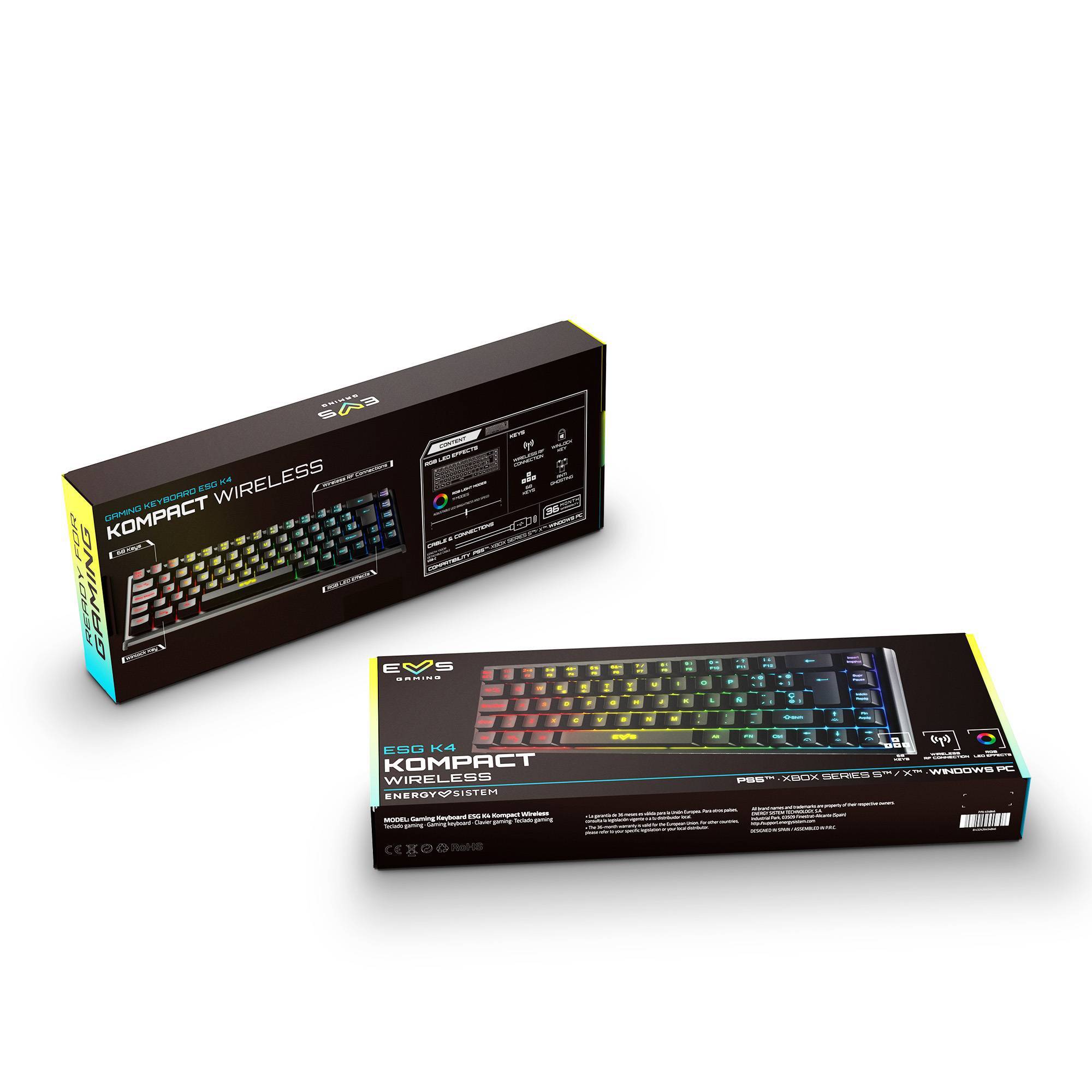Embalagem do teclado gaming ESG K4 KOMPACT-WIRELESS