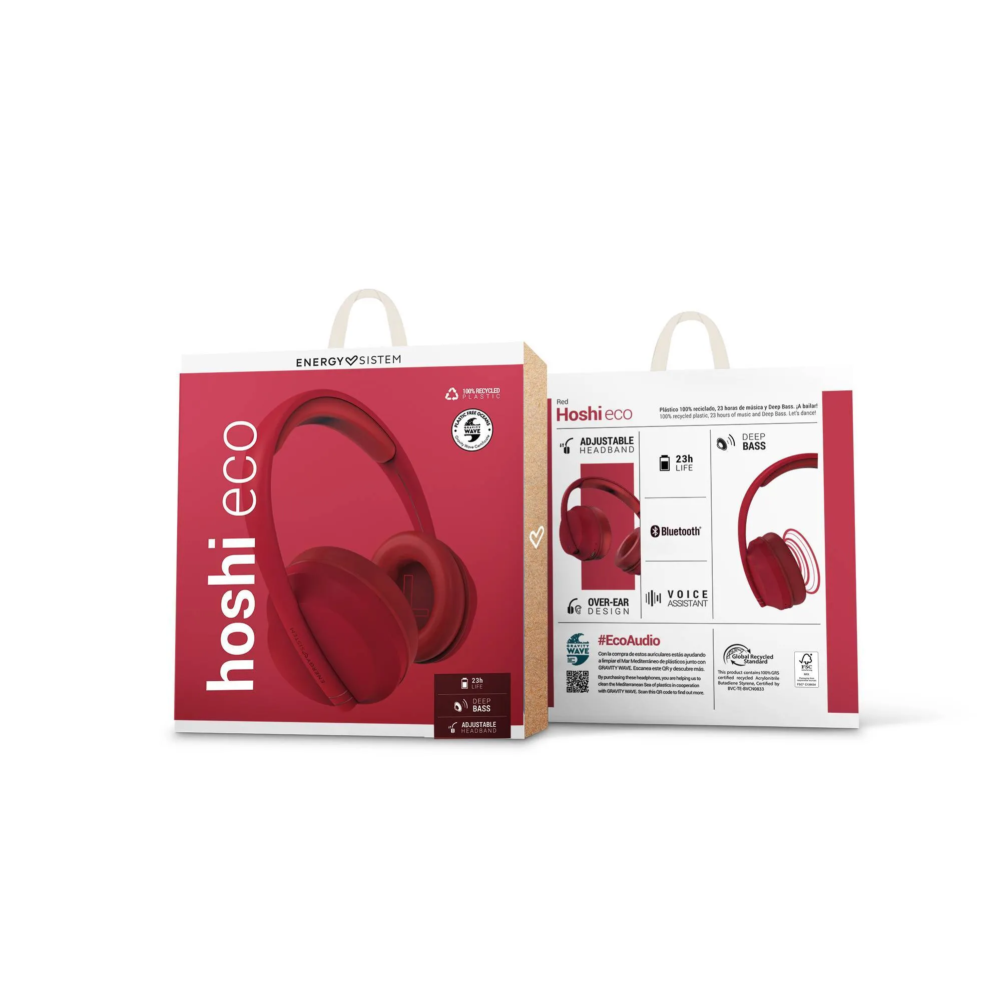 Packaging de los audífonos Bluetooth Hoshi ECO
