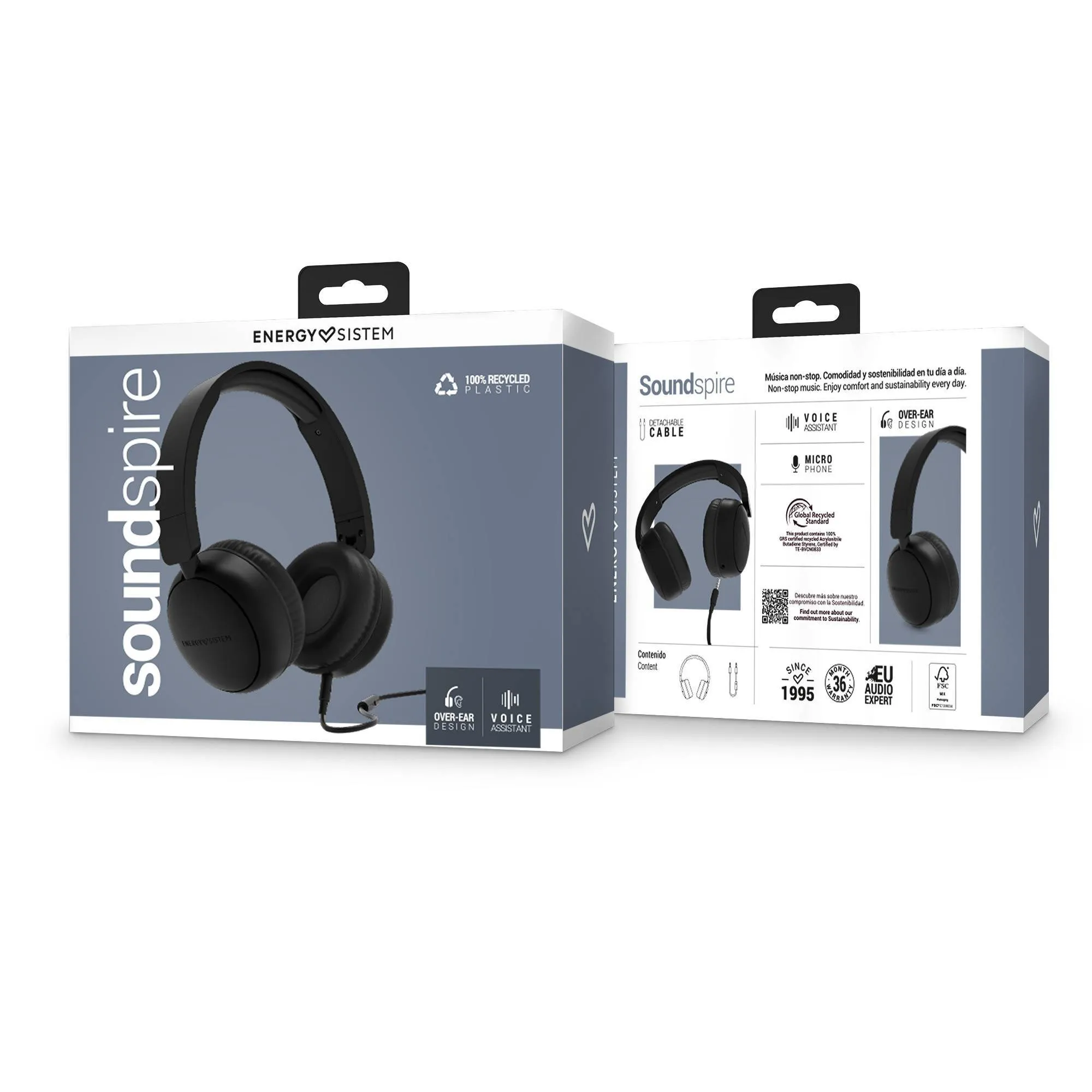 Packaging du casque avec câble Soundspire d’Energy Sistem