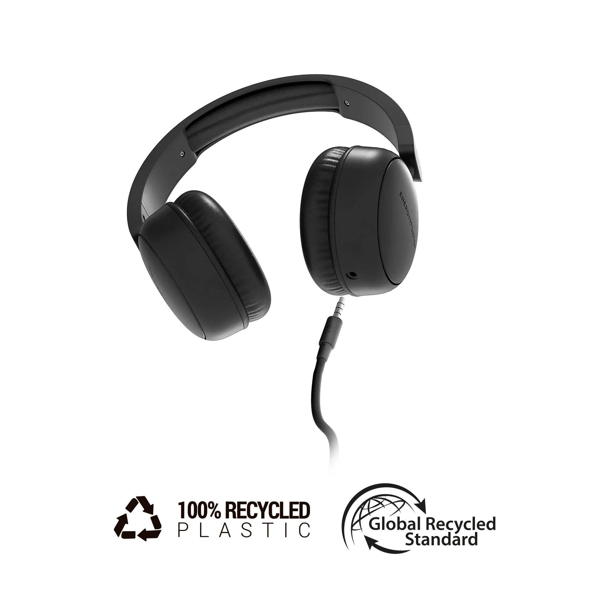 Soundspire wired headphones, made entirely from recycled plastic
