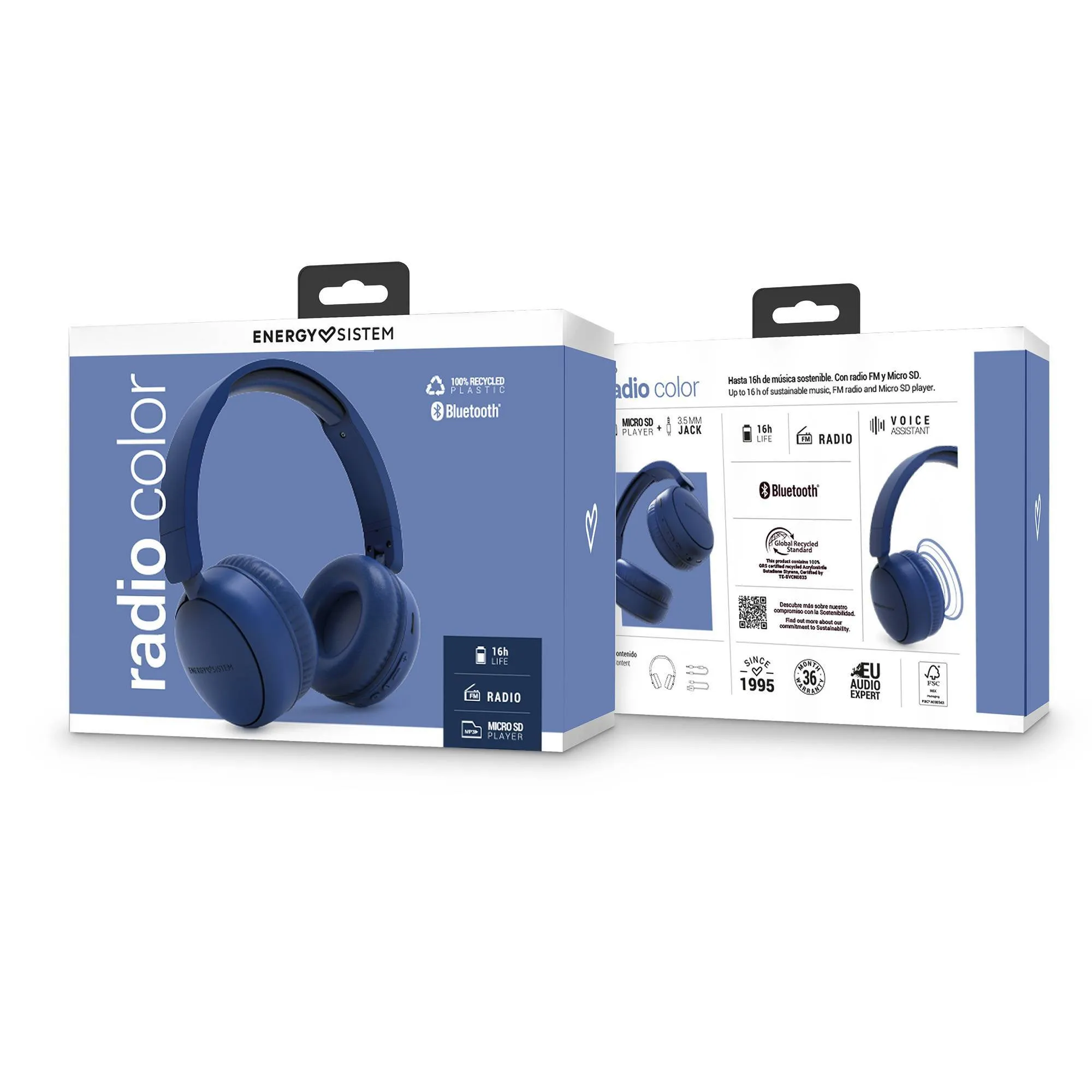 Packaging de los auriculares Radio Color indigo de Energy Sistem